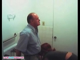 Older boy getting blowage by teen dame on toilet