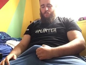 Huge bearded guy teases with his BIG cock